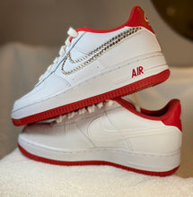 Load image into Gallery viewer, Air Force ones with some bling on one side of each shoe
